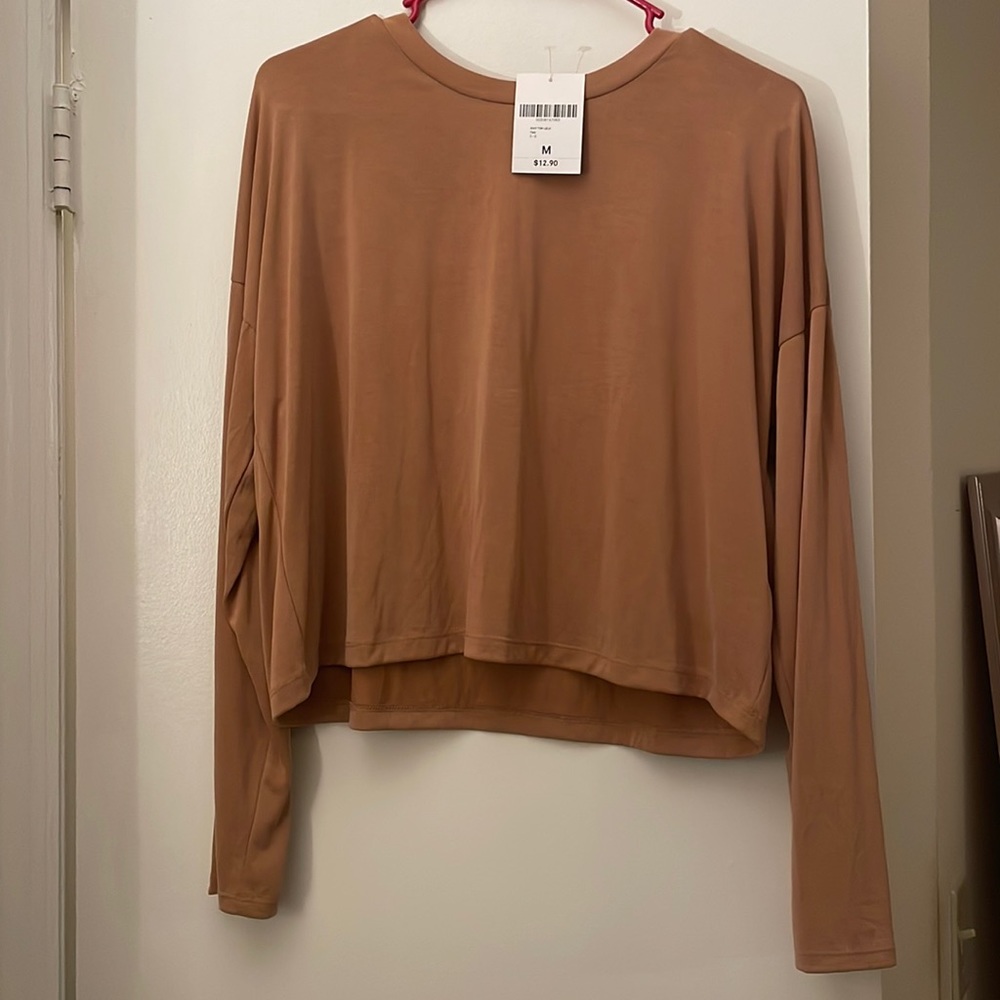 Long sleeve tan top by forever 21